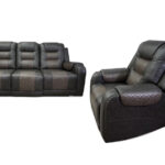 Forbes Reclining Sofa, Loveseat and Recliner in 2 tone gray