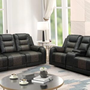 Forbes Reclining Sofa and Loveseat in 2 tone gray