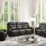 Forbes Reclining Sofa, Loveseat and Recliner in 2 tone gray