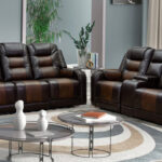 Forbes Reclining Sofa & Loveseat in 2 Tone Brown