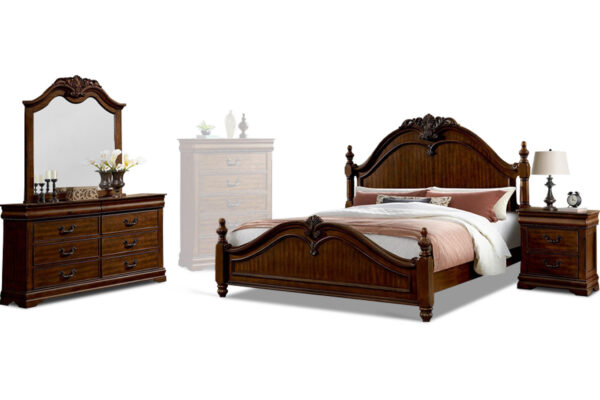 Northridge Bed, Dresser, Mirror and Nightstand