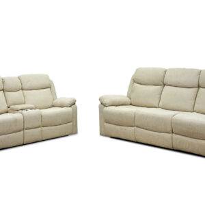 Greige Reclining Sofa and Loveseat