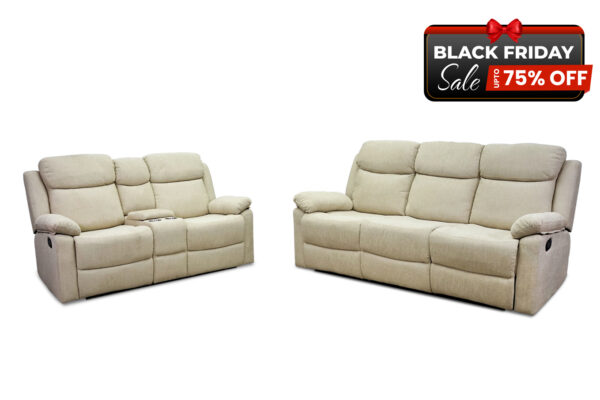 Greige Reclining Sofa and Loveseat - BF