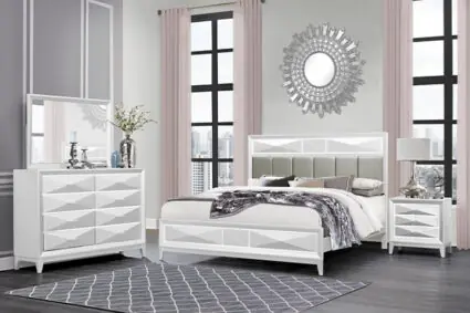 Jade Dresser & Mirror In White