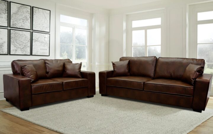 Liberty Sofa and Loveseat in Brown