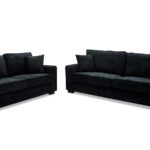 Liberty Sofa and Loveseat in Black Chenille