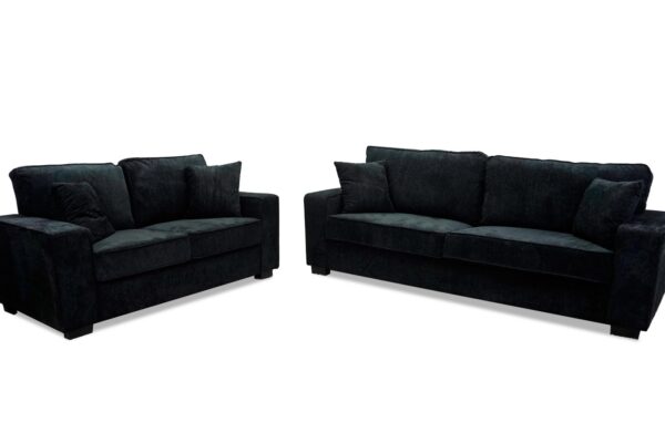 Liberty Sofa and Loveseat in Black Chenille