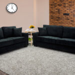 Liberty Sofa and Loveseat in Black Chenille