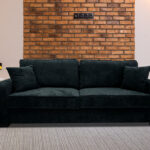 Liberty Sofa and Loveseat in Black Chenille