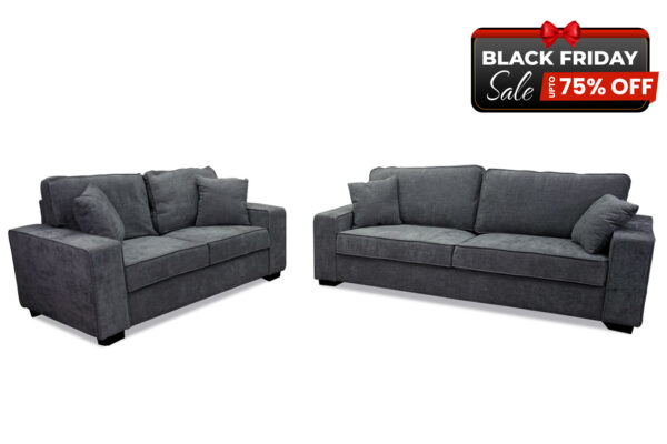 Liberty Sofa and Loveseat in Gray Chenille - BF