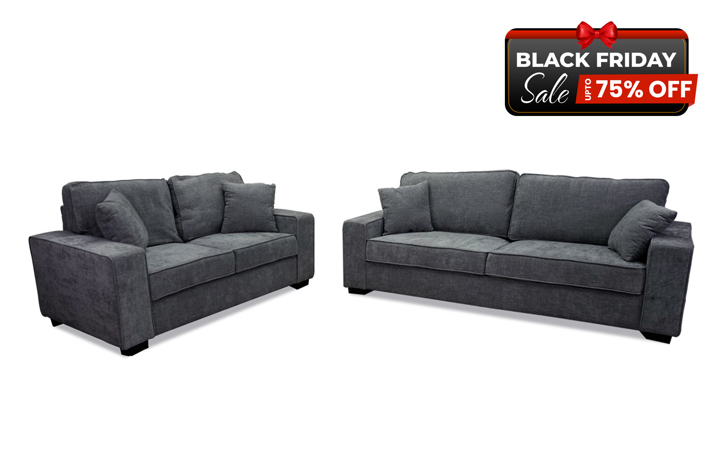 Liberty Sofa and Loveseat in Gray Chenille - BF