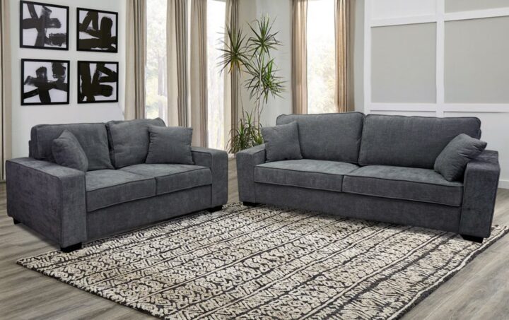 Liberty Sofa and Loveseat in Gray Chenille