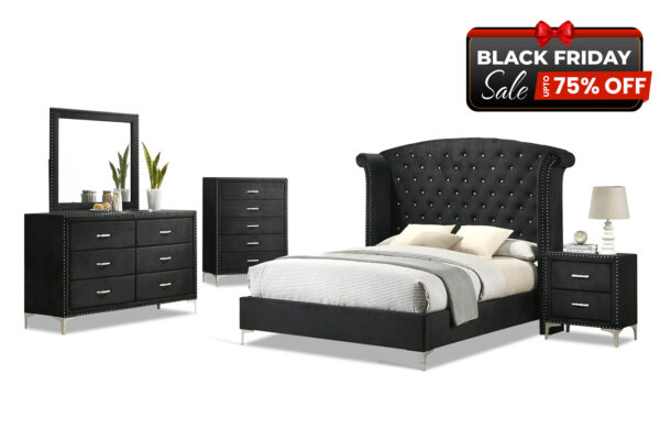 Lucinda Bedroom Set in Black - BF