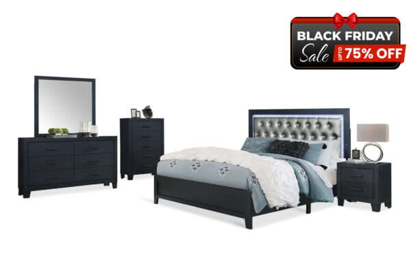 Jess Bedroom Set in Black - BF