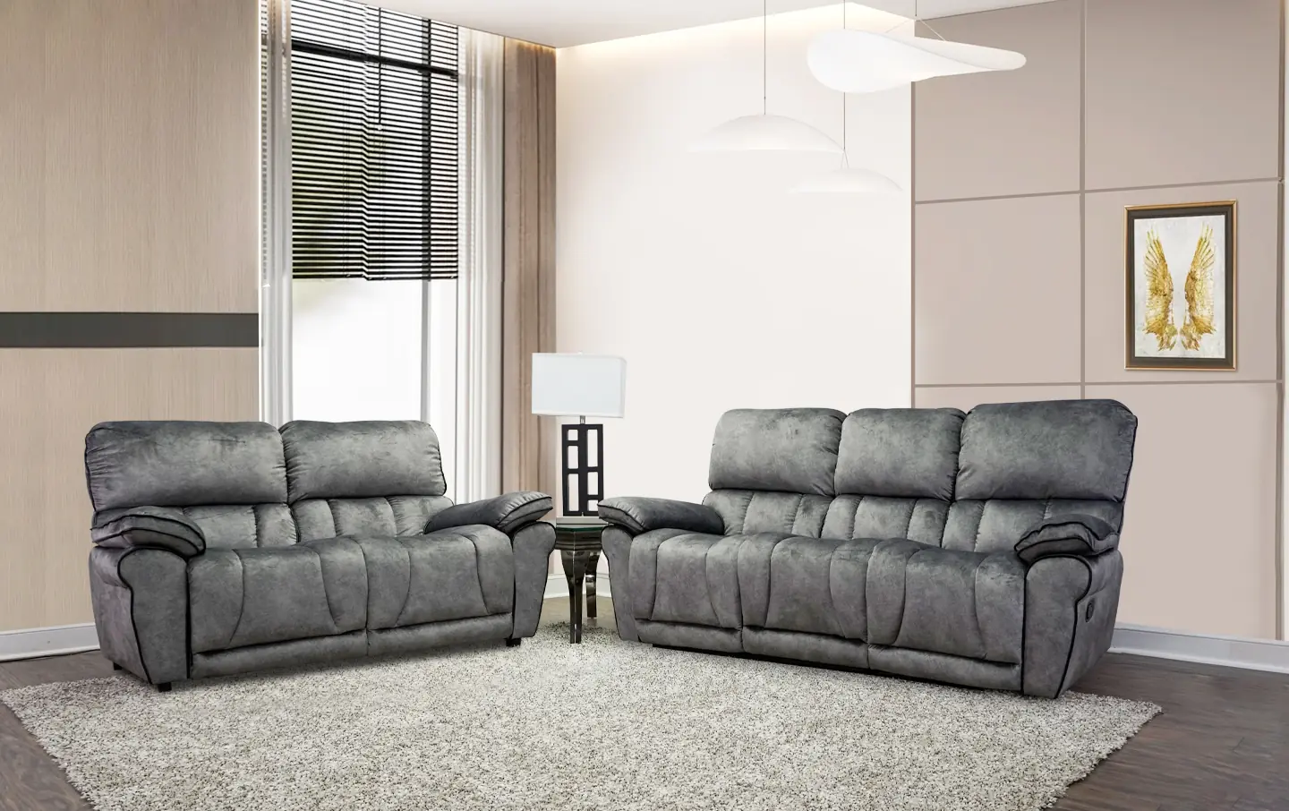 Mahi Sofa & Loveseat in Printed Gray