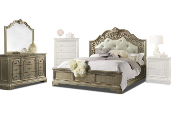 Vincenza bed, dresser and mirror