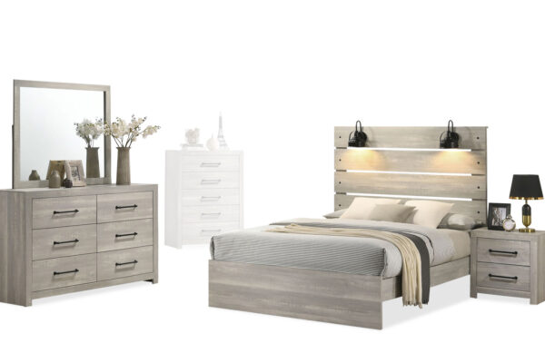 Hudson Bed, Dresser, Mirror and Nightstand