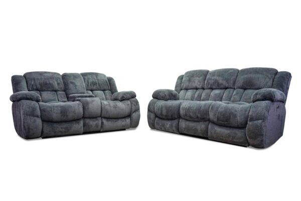 Comet Power Reclining Sofa & Loveseat in Steel