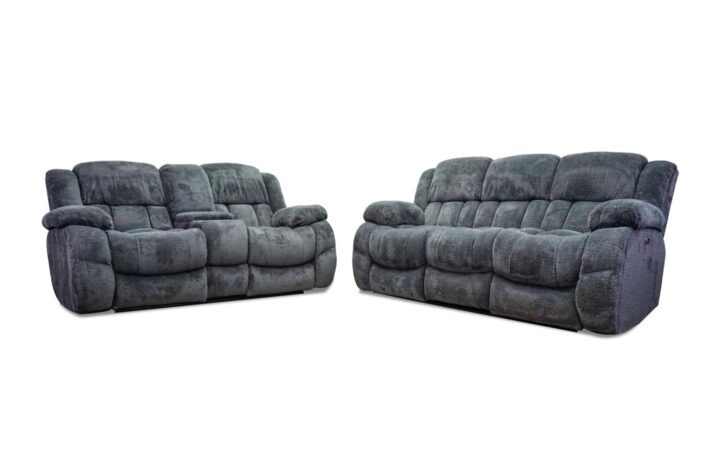 Comet Power Reclining Sofa & Loveseat in Steel