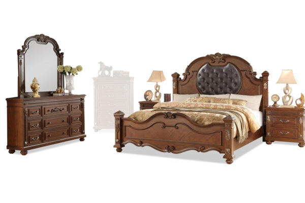 Destiny Bed, Dresser, Mirror and Nightstand