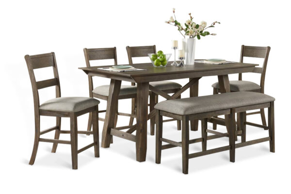 Hillcrest Pub Dining Table, 4 Chairs and Bench