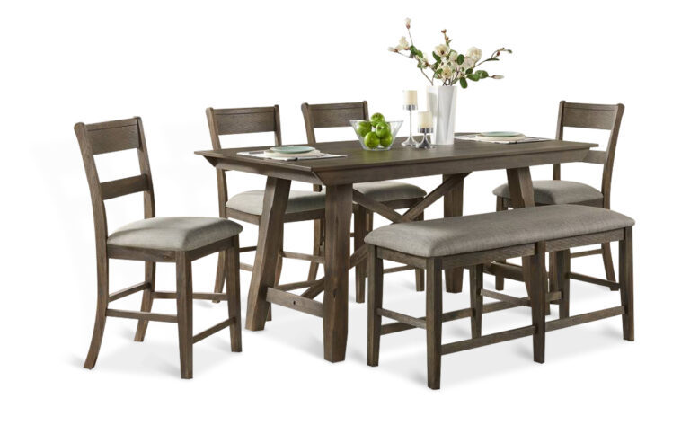 Hillcrest Pub Dining Table, 4 Chairs and Bench