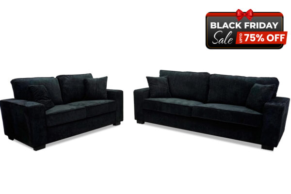 Liberty Sofa and Loveseat in Black Chenille - BF