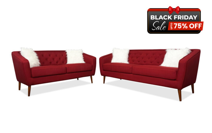 Broadway Sofa and Loveseat in Red - BF