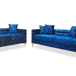 Cindy Sofa & Loveseat Blue and gold