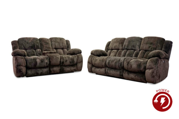 Comet Power Reclining Sofa & Loveseat in Chocolate