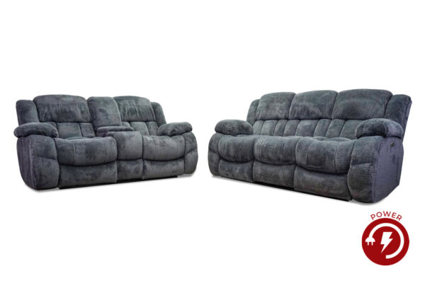 Comet Power Reclining Sofa & Loveseat in Steel