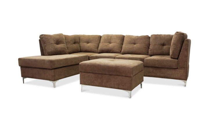 Manhattan Sectional Sofa, Ottoman in Brown - 02