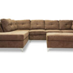 Manhattan Sectional Sofa Ottoman in Brown Chenille