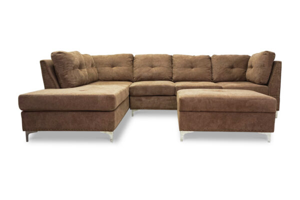 Manhattan Sectional Sofa Ottoman in Brown Chenille