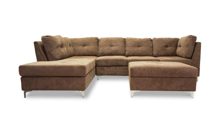 Manhattan Sectional Sofa, Ottoman Set in Brown - 01