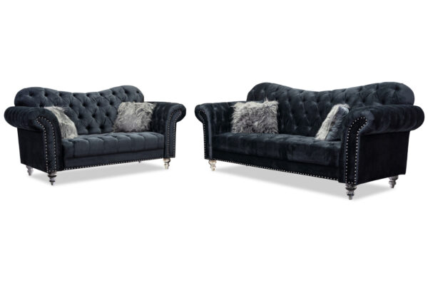 Scarlett Sofa and Loveseat in Black - 01