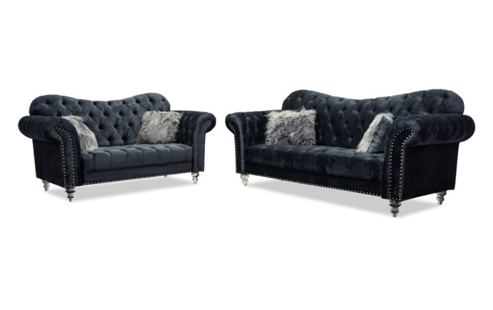 Scarlett Sofa and Loveseat in Black - 01