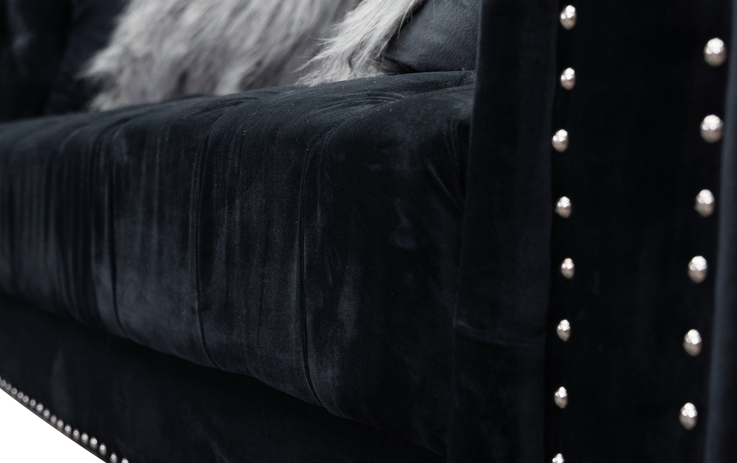 Scarlett Sofa and Loveseat in Black Closeup - 02