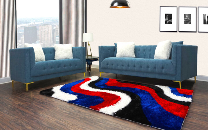 Ashley Blue Sofa and Loveseat Lifestyle