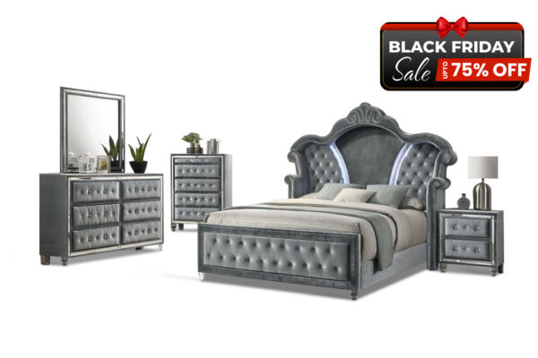 Helen Bedroom Set in Gray