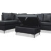 Manhattan Sectional Sofa, Ottoman in Black PU - 02