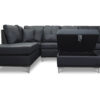 Manhattan Sectional Sofa, Ottoman in Black PU - 01