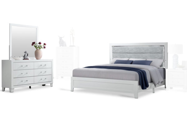 Luccia bed, dresser and mirror