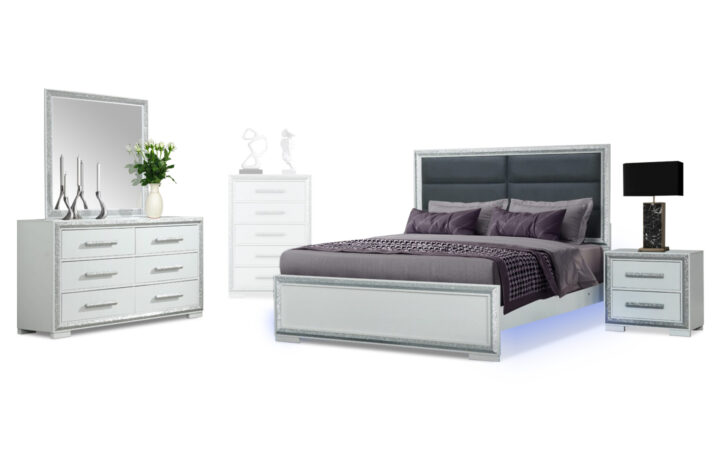Andros Bed, Dresser, Mirror and Nightstand