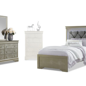 Pompei twin Bed, Dresser, Mirror and Nightstand