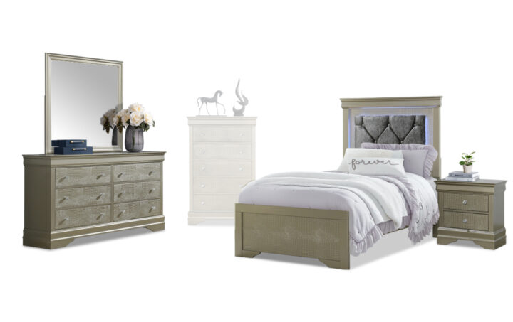 Pompei twin Bed, Dresser, Mirror and Nightstand