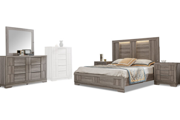 Rome Bed, Dresser, Mirror and Nightstand