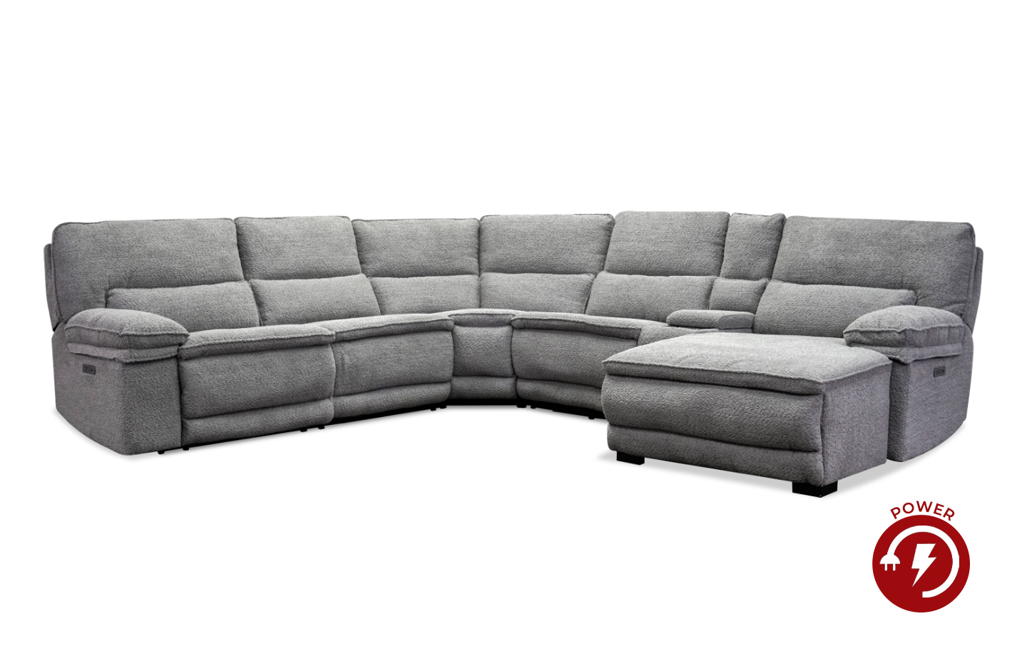 Stanley 6 Pcs Power Sectional in Grey