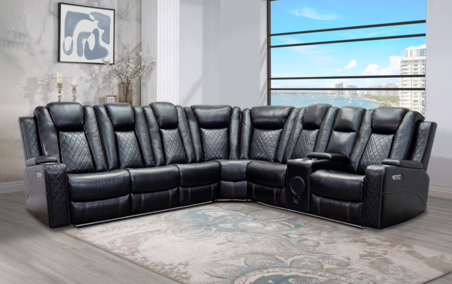 Mcleod sectional black with led lile