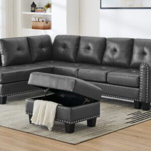 EWING 2PC SECTIONAL W_OTTOMAN IN BLACK